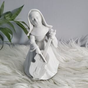 Berman & Anderson Ceramic Nun Playing Cello Music Figurine